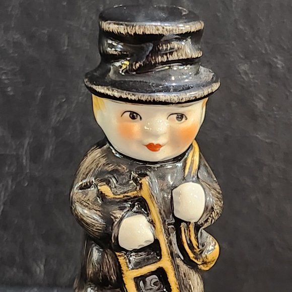 Porcelain Chimney Sweep Boy on Clear/Gold Glass Bell by Goebel Germany - Picture 10 of 10